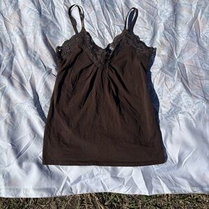 Old Navy Dark Brown Lace Cami Top